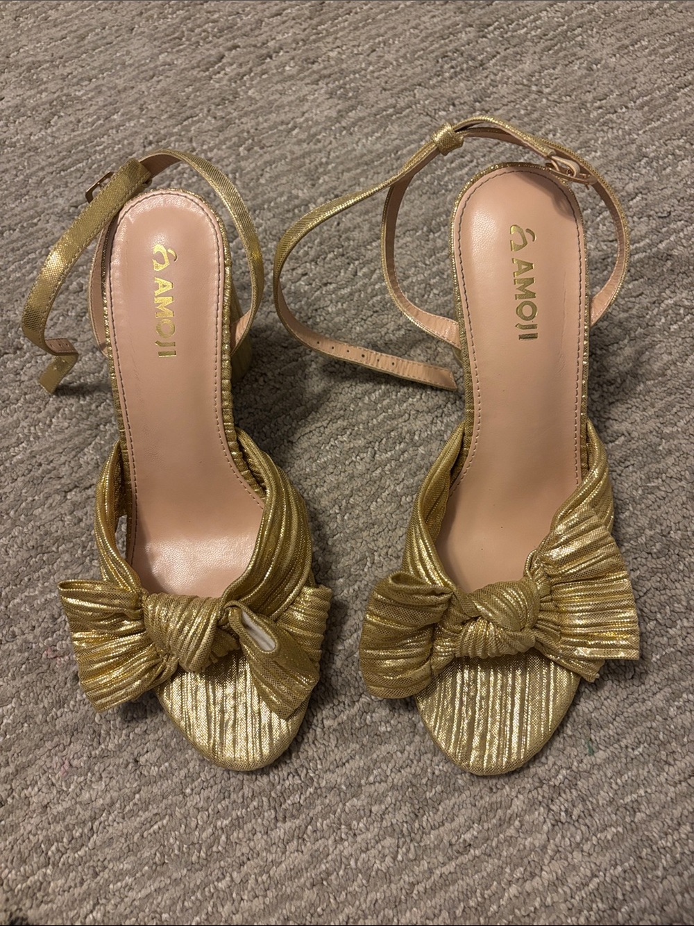Gold Knotted Bow Strappy Sandals
